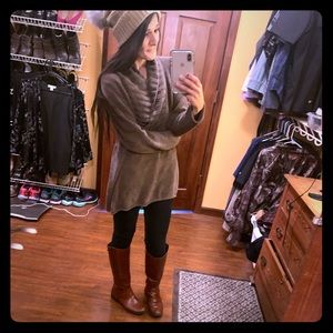 J. Jill Unseamed Dark Camel Deep V-Neck Sweater